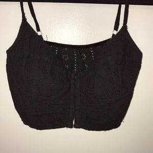Brandy Melville black eyelet crop top xs s os